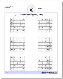 Magic Square 6x6 Worksheet