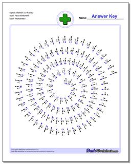 Addition Worksheet Spiral Facts