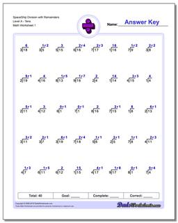 Division Worksheet SpaceshipMathAll with Remainders