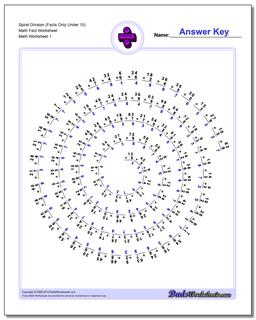 Division Worksheet Spiral Facts