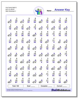 Fact Family Worksheets