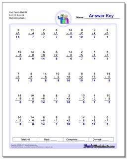 Fact Family Worksheets