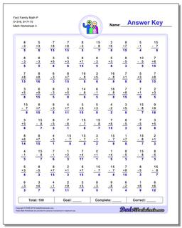 Fact Family Worksheets