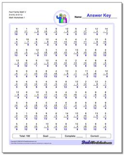Fact Family Worksheets