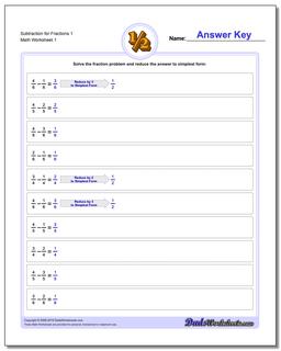 Fraction Worksheet Subtraction Worksheet
