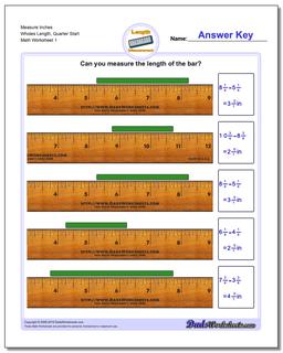 Inches Measurement Worksheet Measure from Quarter