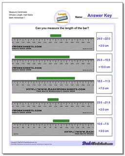 Measure Centimeters from Wholes and Half Centimeters Metric Measurement Worksheet