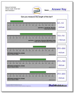 Measure Centimeters from Wholes Metric Measurement Worksheet