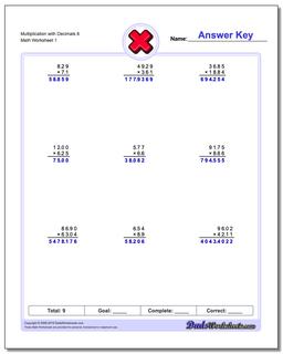 Multiplication Worksheets