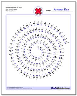 Multiplication Worksheet Spiral Facts