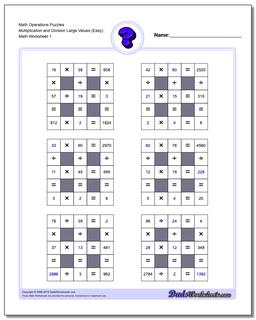 All Operations logic puzzles with Missing Values (Large) Number Grid Puzzle