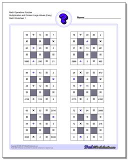 All Operations logic puzzles with Missing Values and Operations (Large) Number Grid Puzzle