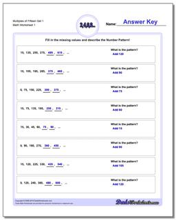 Number Patterns with Multiples of Fifteen Worksheet