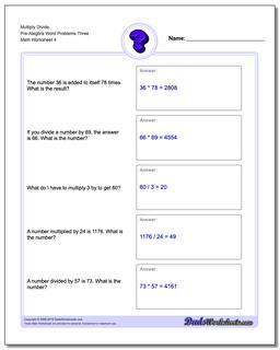 Pre-Algebra Word Problems