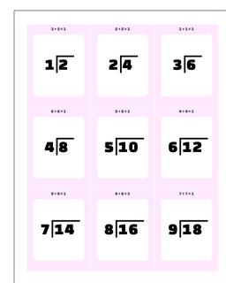 Division Printable Flash Cards