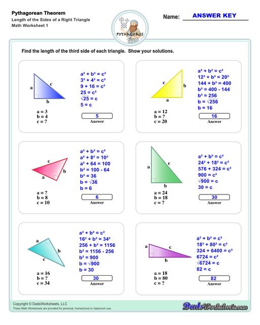 Pythagorean Theorem Worksheets