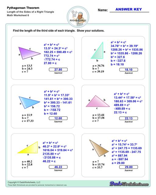 Pythagorean Theorem Visual Model Worksheets