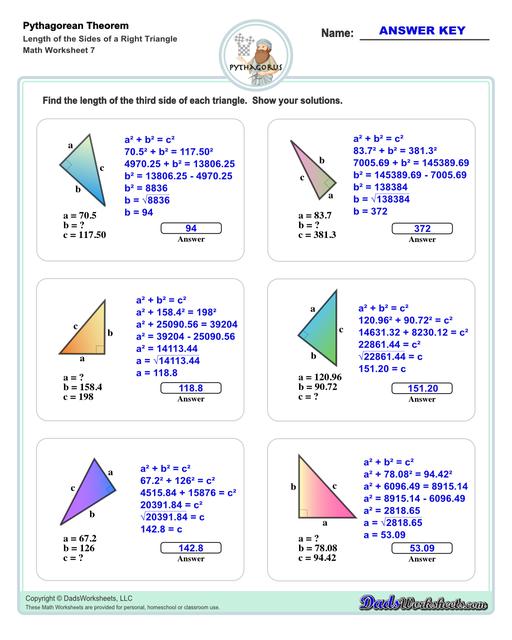 Pythagorean Theorem Visual Model Worksheets