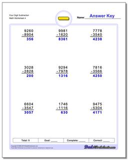 Subtraction Worksheets