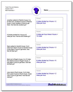 Word Problems Worksheet Travel Time (Customary)